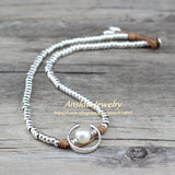 Anslow DIY Beads Charm Wrap Moon Shape Imitation Pearls Women Party Necklace