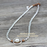Anslow DIY Beads Charm Wrap Moon Shape Imitation Pearls Women Party Necklace