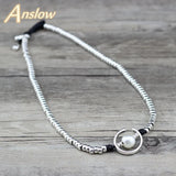 Anslow DIY Beads Charm Wrap Moon Shape Imitation Pearls Women Party Necklace