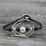 Anslow Jewelry Pearl Women Leather Bracelet Christmas Gift