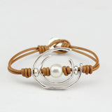 Anslow Jewelry Pearl Women Leather Bracelet Christmas Gift