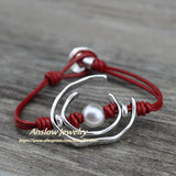 Anslow Jewelry Pearl Women Leather Bracelet Christmas Gift