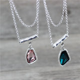 Anslow Antique Silver Crystal Pendant Choker Necklace