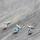 Anslow Antique Silver Crystal Pendant Choker Necklace