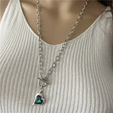 Anslow Antique Silver Chain Choker Necklace Heart Pendant for Women Girls