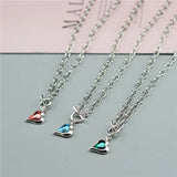 Anslow Antique Silver Chain Choker Necklace Heart Pendant for Women Girls