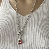 Anslow Antique Silver Chain Choker Necklace Heart Pendant for Women Girls