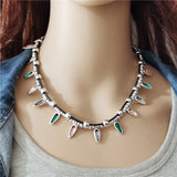 DIY Coffee Beans Crystal Rhinestones Short Leather Necklace