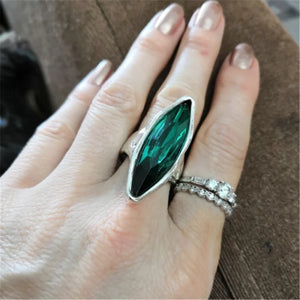 Large Horse Eye Crystal Ring for Women Wedding Engagement Gift