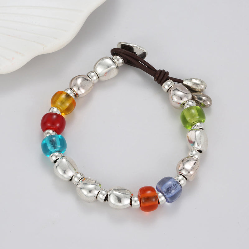 Anslow Jewelry Leather Rope Hand Charms Bracelet For Women