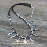 Anslow Jewelry Antique Silver Leaves Beads Chokers Necklace