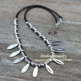Anslow Jewelry Antique Silver Leaves Beads Chokers Necklace