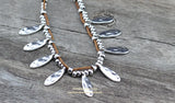 Anslow Jewelry Antique Silver Leaves Beads Chokers Necklace
