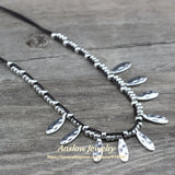 Anslow Jewelry Antique Silver Leaves Beads Chokers Necklace