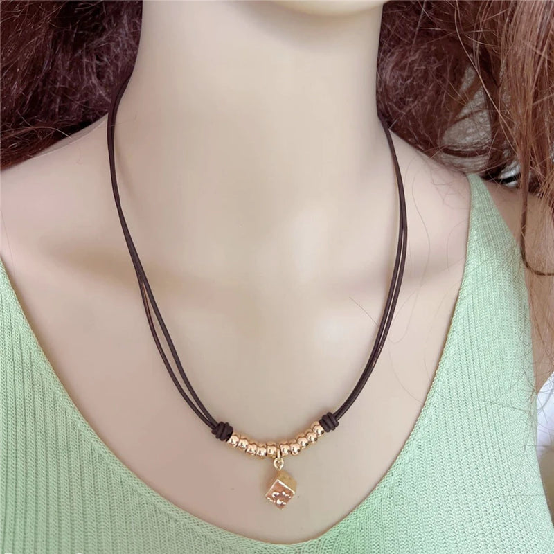 Anslow Cube Pendant Choker Necklace