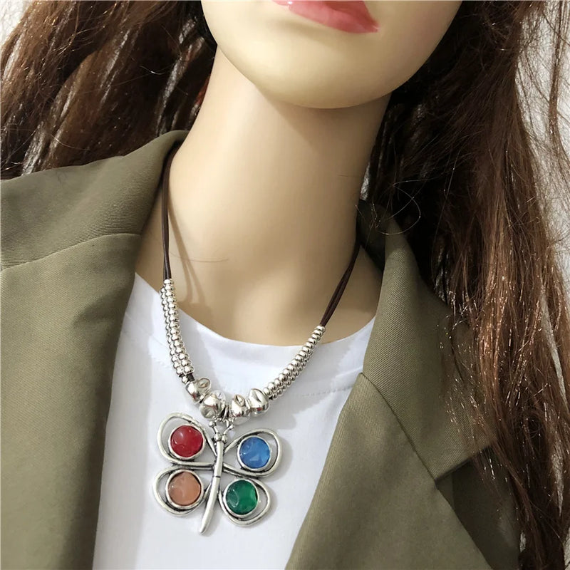 Colorful Butterfly Choker Necklace for Lady Christmas Gift