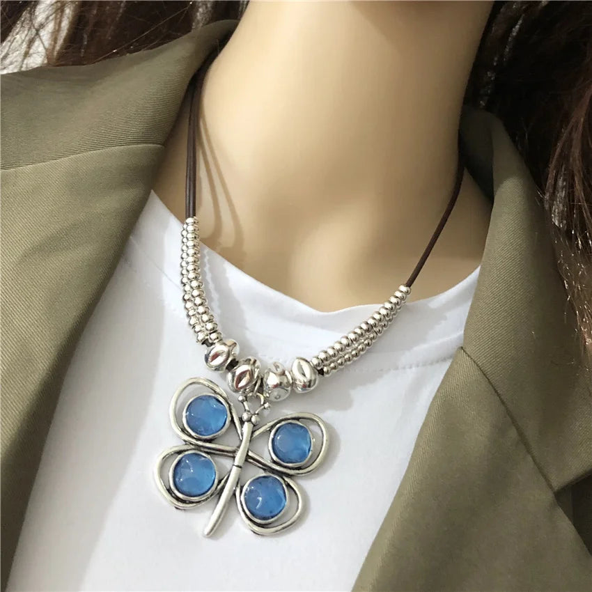 Colorful Butterfly Choker Necklace for Lady Christmas Gift
