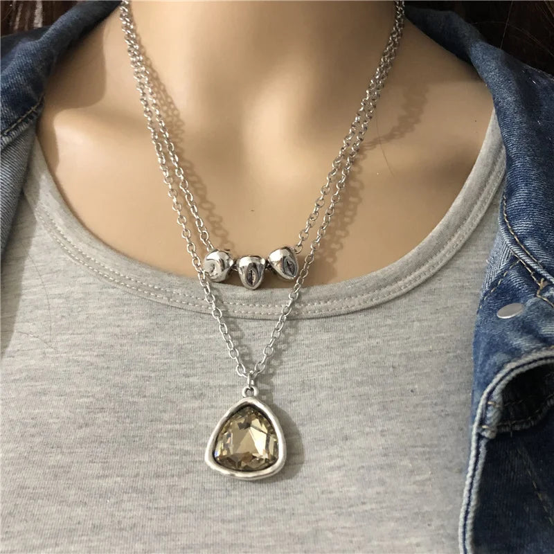 Anslow Jewelry Love Heart Choker Necklace Collar Statement Chain