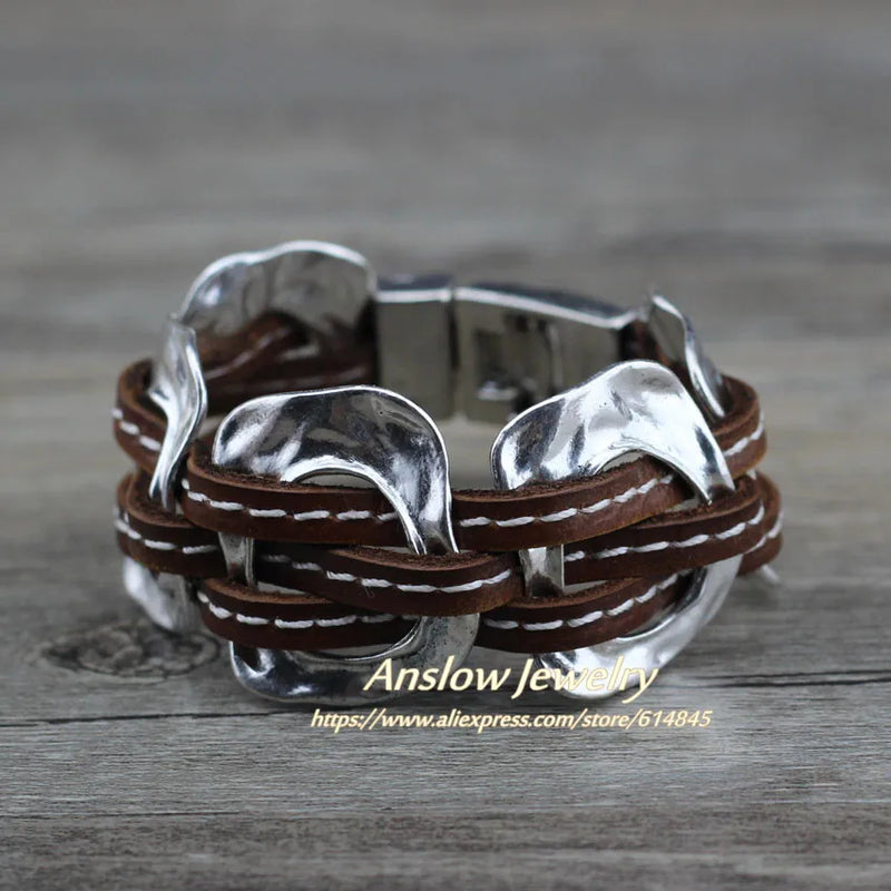 Anslow Exaggerated Punk Rock Leather Bracelet Gift