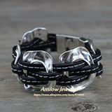 Anslow Exaggerated Punk Rock Leather Bracelet Gift