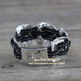 Anslow Exaggerated Punk Rock Leather Bracelet Gift