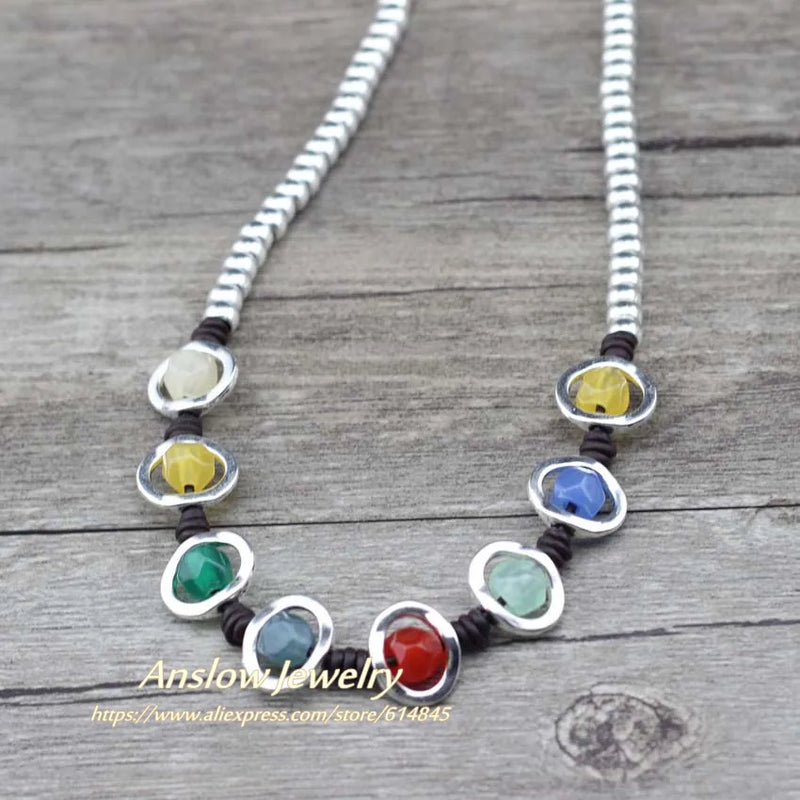 Anslow Rainbow Beads Choker Necklace Women Girl Gift