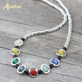 Anslow Rainbow Beads Choker Necklace Women Girl Gift