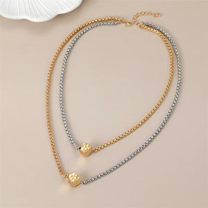 Anslow Creative Cube Two Layer Women Collar Short Necklace