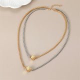Anslow Creative Cube Two Layer Women Collar Short Necklace