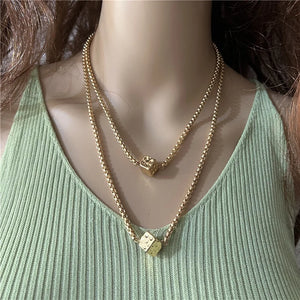 Anslow Creative Cube Two Layer Women Collar Short Necklace
