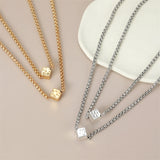 Anslow Creative Cube Two Layer Women Collar Short Necklace