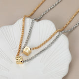 Anslow Creative Cube Two Layer Women Collar Short Necklace