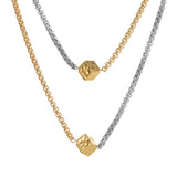 Anslow Creative Cube Two Layer Women Collar Short Necklace
