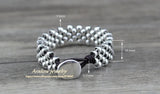 Anslow Strand Silver-plated Beads Leather Bracelet Bangle