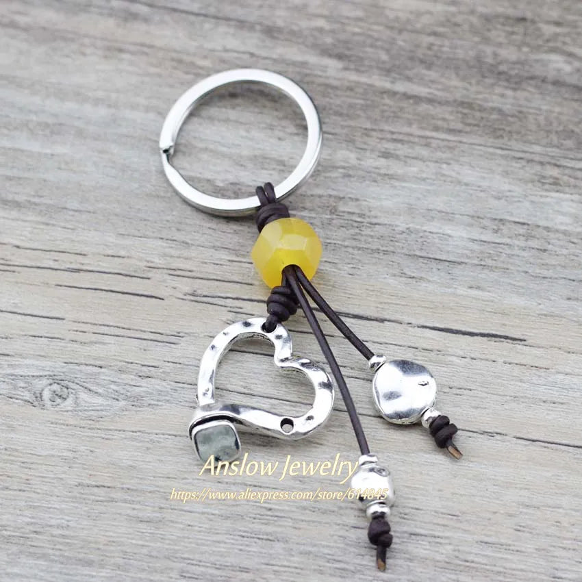 Anslow Leather Cord Heart Key Chain For Women
