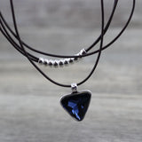 Anslow Leather Crystal Pendant Choker Necklace