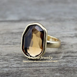 Anslow Big Irregular Crystal Finger Ring Women Wedding Engagement