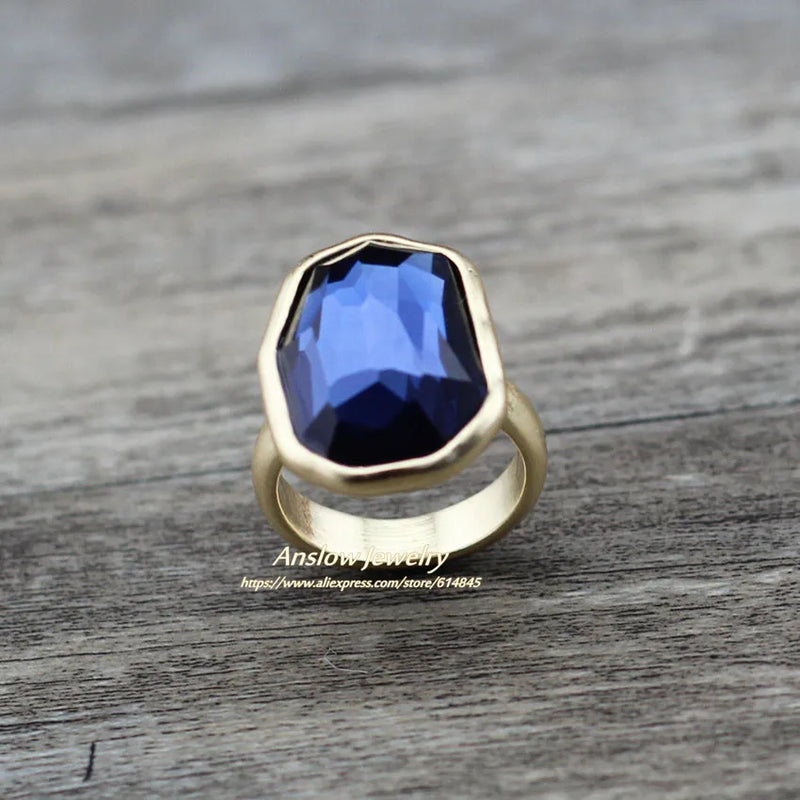 Anslow Big Irregular Crystal Finger Ring Women Wedding Engagement