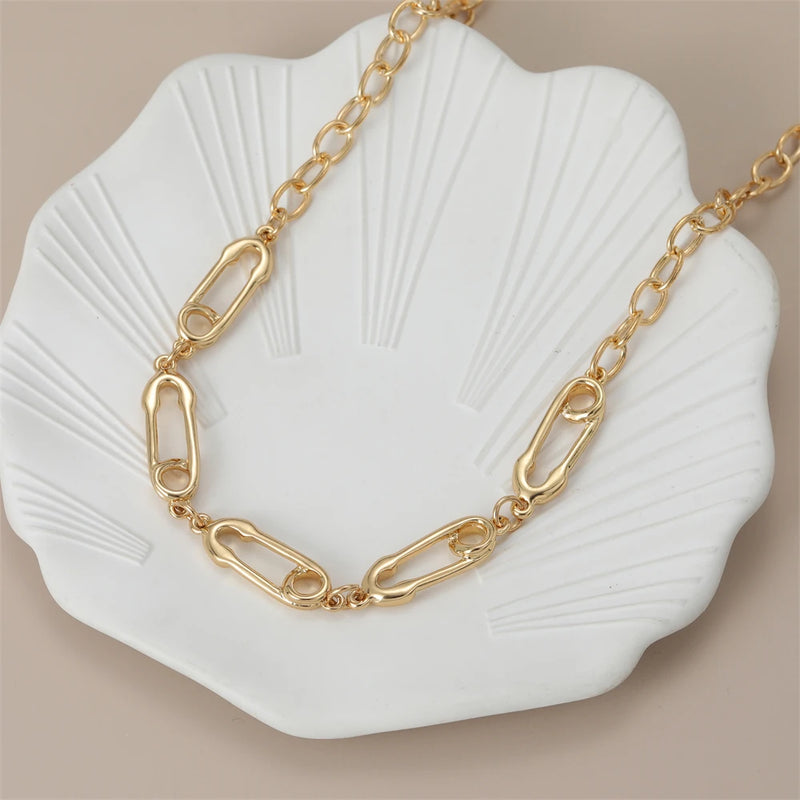 Anslow Paper Clip Choker Necklace Women Summer High