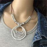 Anslow Round Pendant Necklace Vintage Boho Leather Gift