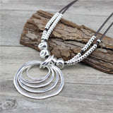 Anslow Round Pendant Necklace Vintage Boho Leather Gift