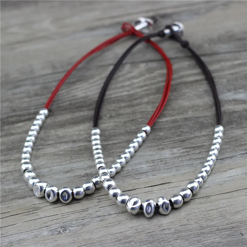 Anslow Handmade DIY Beads Leather Choker Necklace For Women