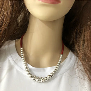 Anslow Handmade DIY Beads Leather Choker Necklace For Women