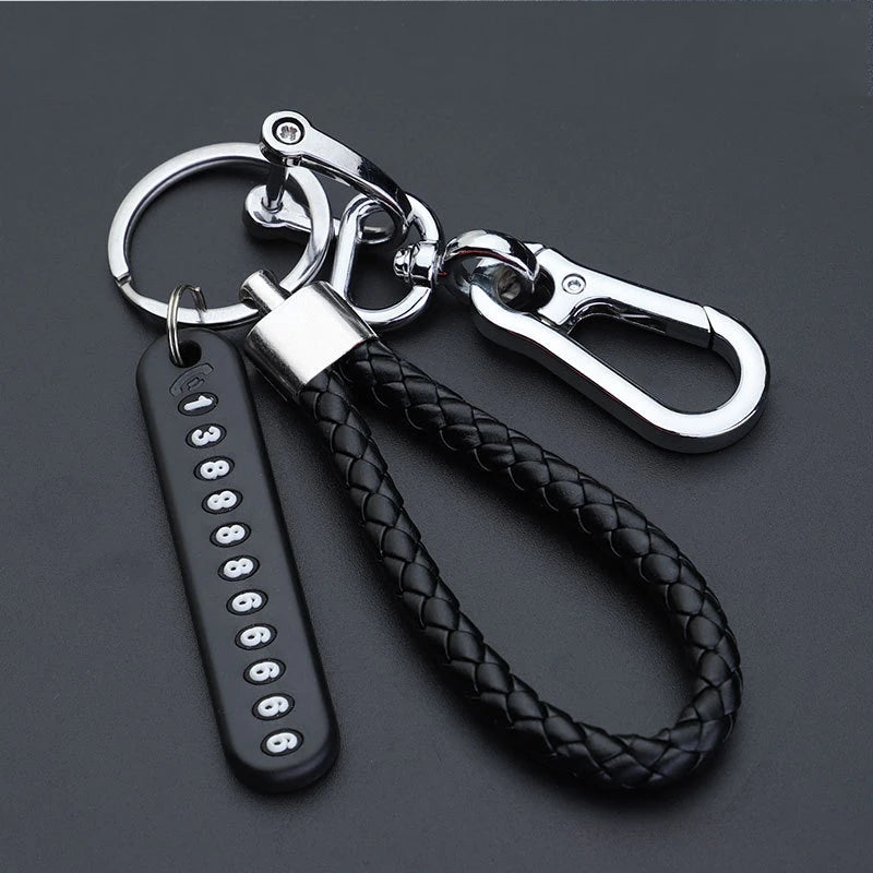 Anti-Lost Car Key Pendant Keychain Phone Number Card Keyring Lobster Clasp