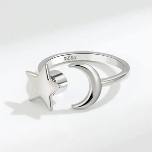 925 Silver Zircon Spinner Ring Anti Stress Anxiety Relief Women Jewelry