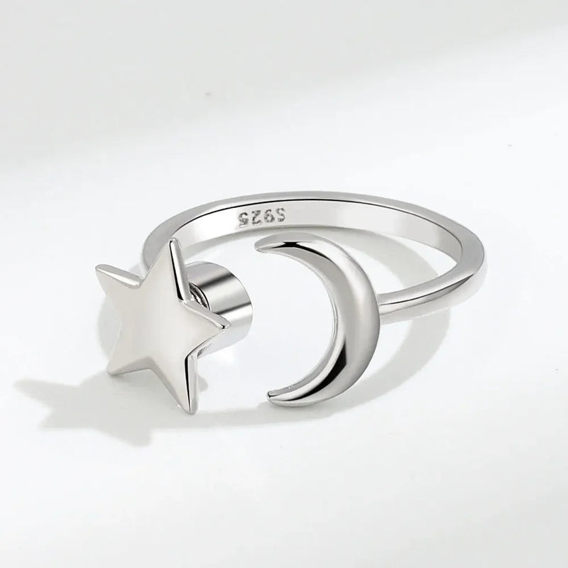 925 Silver Zircon Spinner Ring Anti Stress Anxiety Relief Women Jewelry