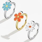 925 Silver Zircon Spinner Ring Anti Stress Anxiety Relief Women Jewelry