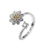 925 Silver Zircon Spinner Ring Anti Stress Anxiety Relief Women Jewelry