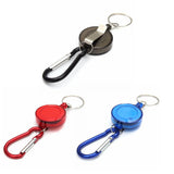 Retractable Keychain with Carabiner Hooks & Metal Clip