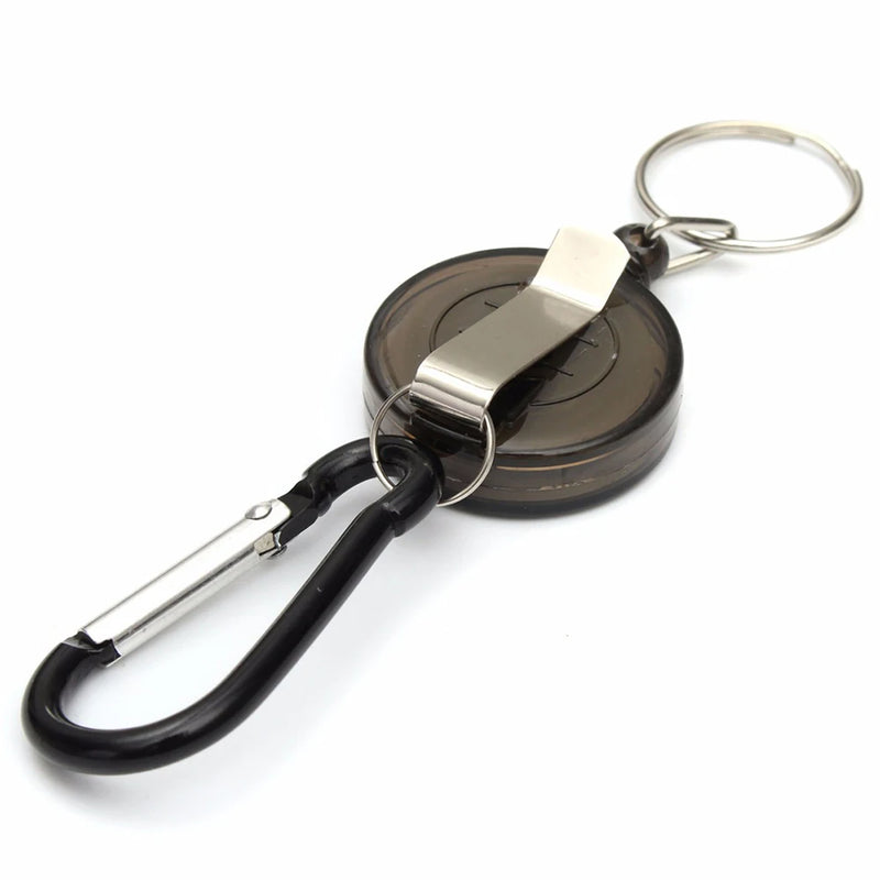 Retractable Keychain with Carabiner Hooks & Metal Clip